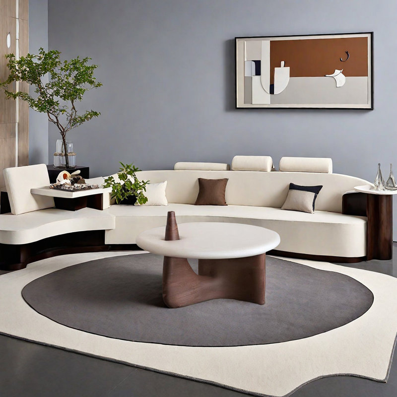 Solid Ash Wood Coffee Table with  Unique Design, 17.71" H x 39.37" L x 39.37" W, Tan