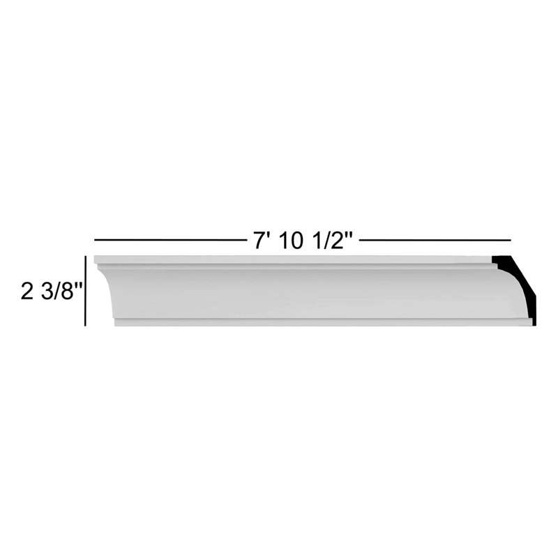 Classic Smooth White Polyurethane Crown Moulding, 94.5" Length