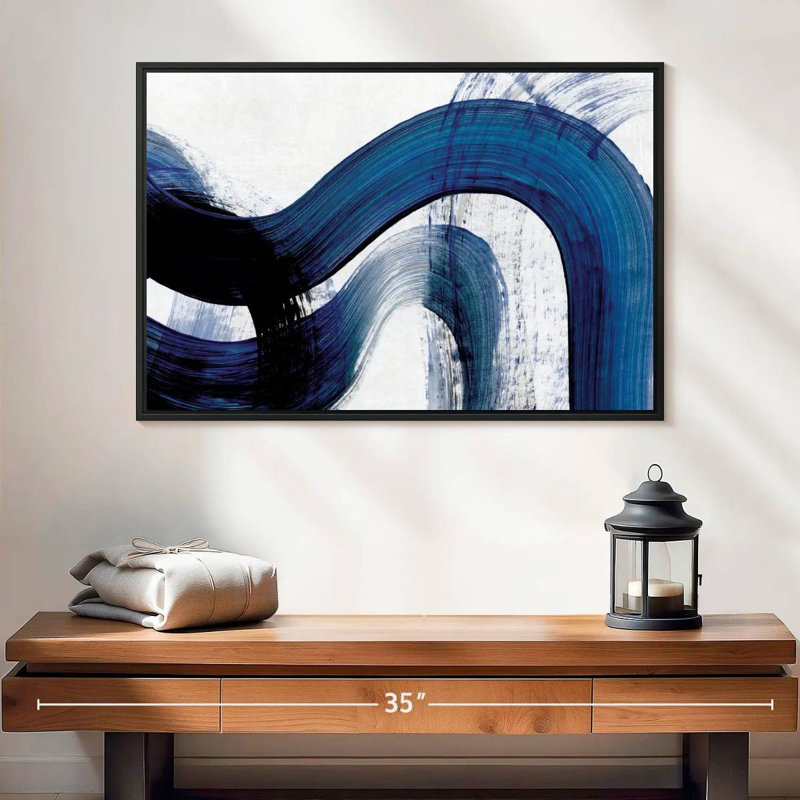 Avery Blue Abstract Curves, 17" H x 25" W
