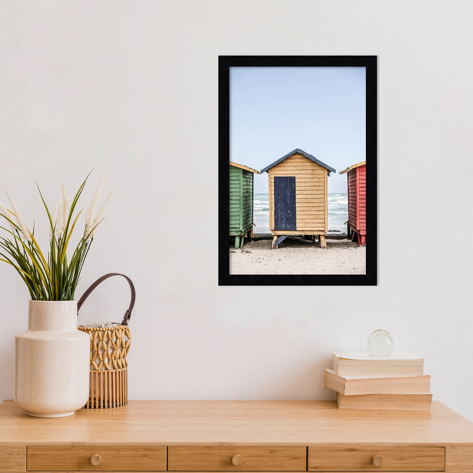 Yellow Hut by Shot by Clint Wood Framed Wall Art Print, 17" H x 12" W, Black