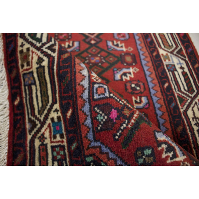 One-of-a-Kind Rectangle 3'7" X 5'4" 1990s Wool Area Rug in Red/Beige/Black
