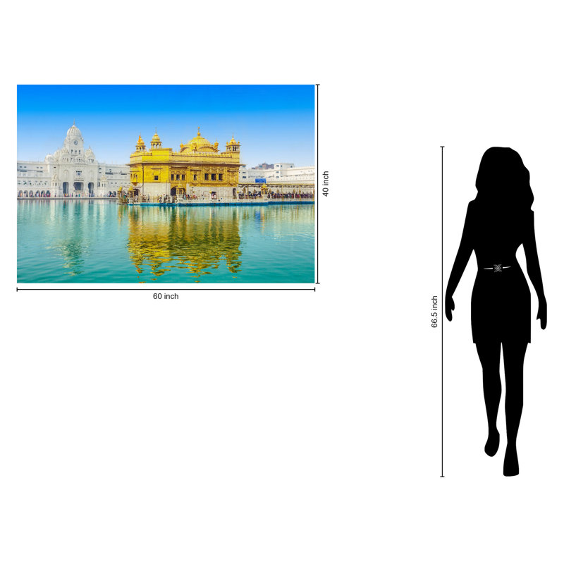 Art mural en verre trempé sans cadre Golden Temple India - 40 po x 60 po