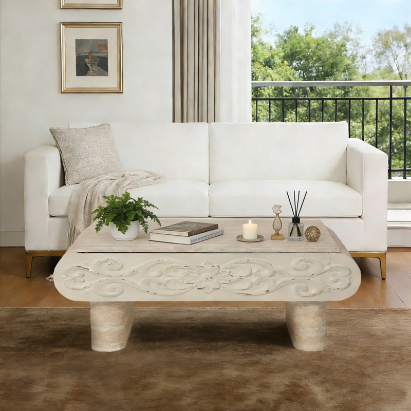 Table basse à plateau relevable, Jaune, H 13,8 po x L 39,37 po x l 23,62 po