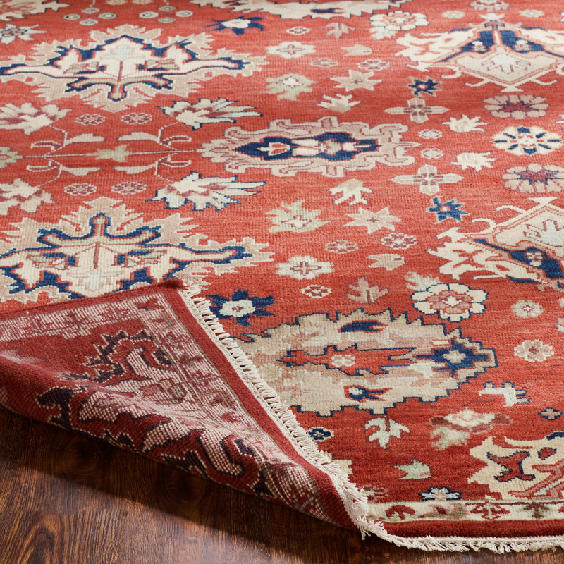 Wool Oriental Area Rug in Rust, Rectangle 9' x 12'