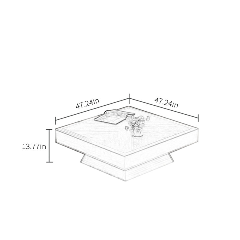 Table basse Design, H 13,77 po x L 47,24 po x l 47,24 po