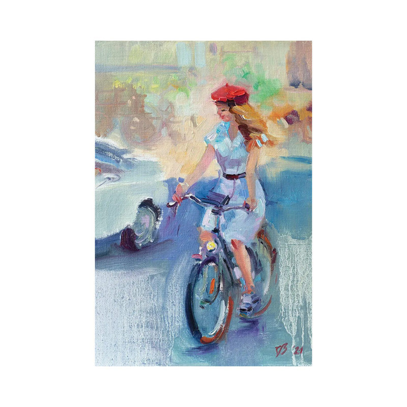 Girl In A Red Beret by Katharina Valeeva - Wrapped Canvas Painting, 20.32 cm H x 30.48 cm W