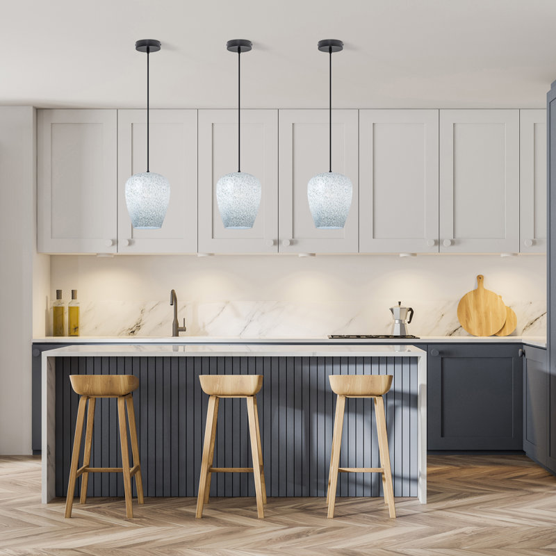 Luminaire suspendu sphérique bleu et blanc 7,8 po Cindy Glam - Latitude Run®