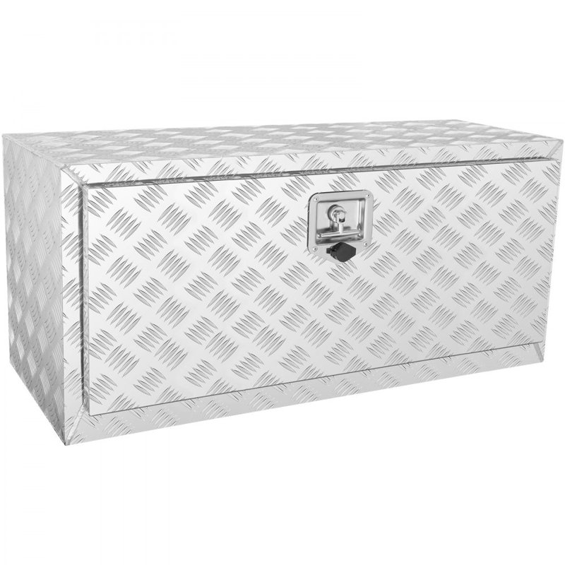 Caisse de dessous de camion, boîte de rangement de ramassage de 36 po x 17 po x 18 po, boîte à outils en aluminium robuste avec serrure et clés en forme de losange, boîte de rangement de remorque imperméable avec loquet à poignée en T pour camion,