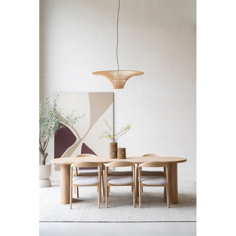Dining Table Oval Solid Oak Dining Table, 30"H x 43"L x 98"W, Natural