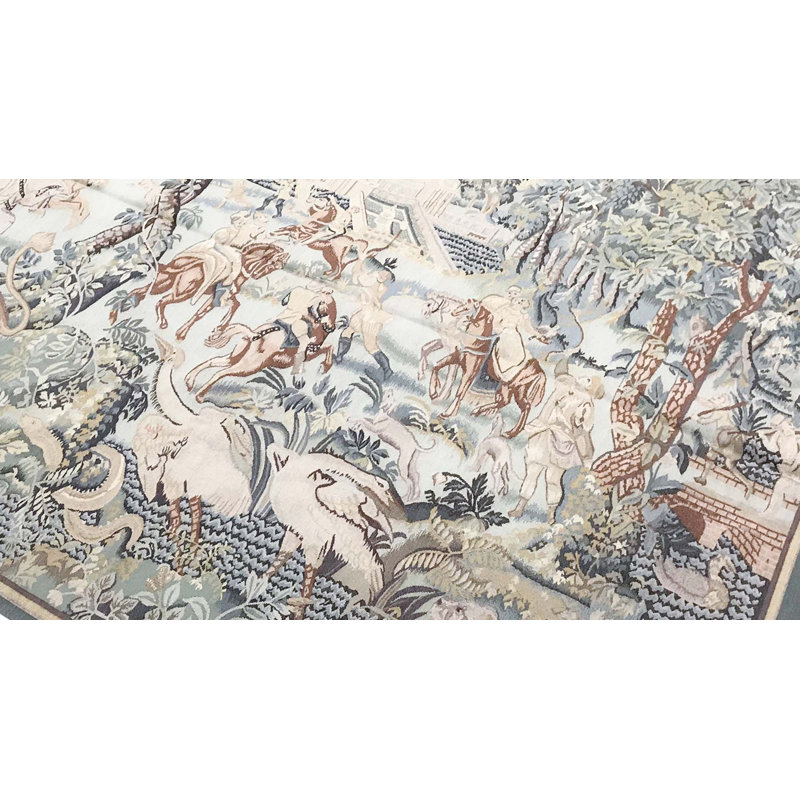 Hand-Knotted High-Quality Beige and Blue Area Rug