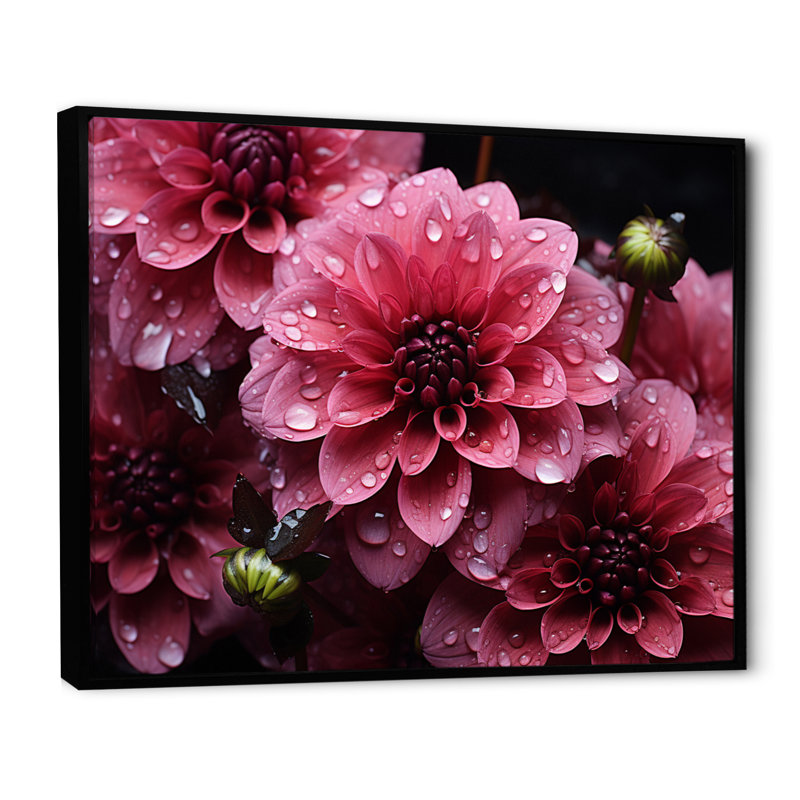 Majestic Pink Dahlia III - Floral Canvas Prints, Cadre flottant noir, H 12 po x l 20 po x P 1 po