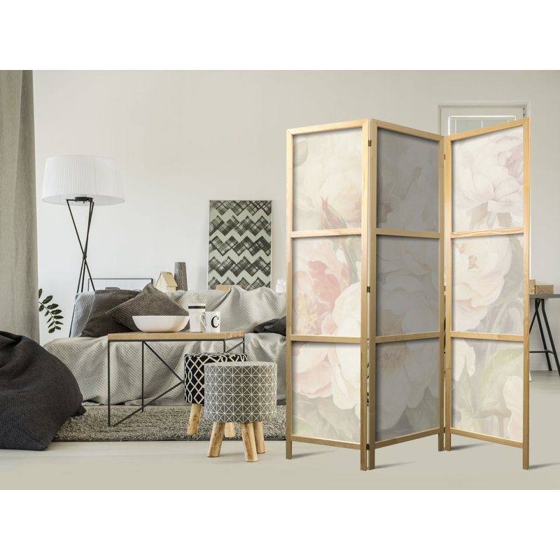 171cm H Solid Wood Folding Room Divider, 171cm H x 135cm W x 1.2cm D, 3