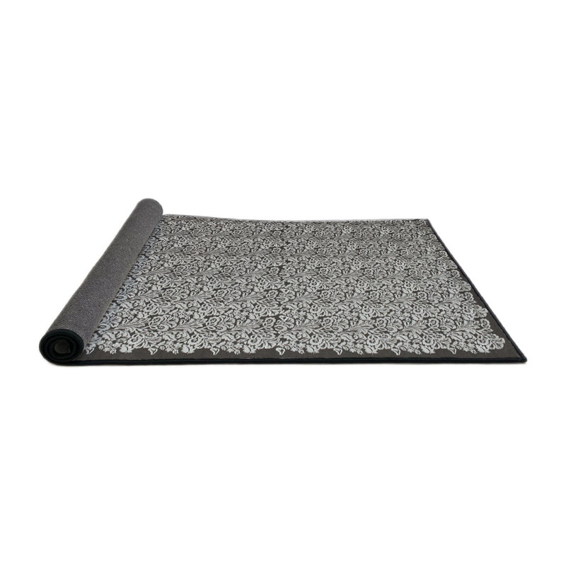 Tapis gris/zone noire contemporaine, Rond 8 pi