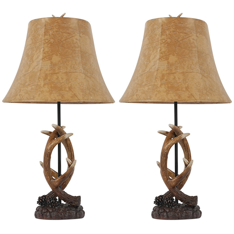 Lampe de table rustique en bois de campagnard Western, ensemble de 2, 22,9 po