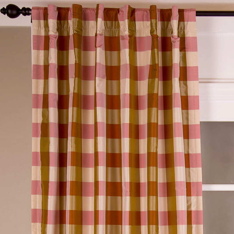 Rideau obscurcissant avec passe-tringle Dupioni, Carreaux multicolores, L 51 po x L 108 po