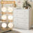 White 4-tier 5-drawer Storage Cabinet Particleboard Dresser With Brushed Gold Handles (living Room/bedroom/entryway)