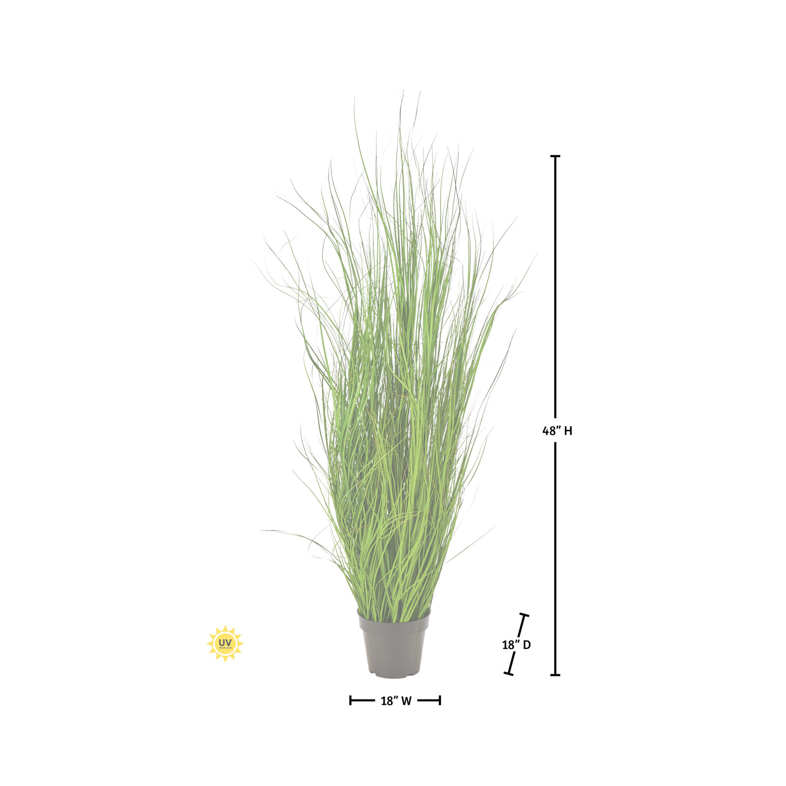 60" UV Potted Fountain Grass, 48 in x 17 in
