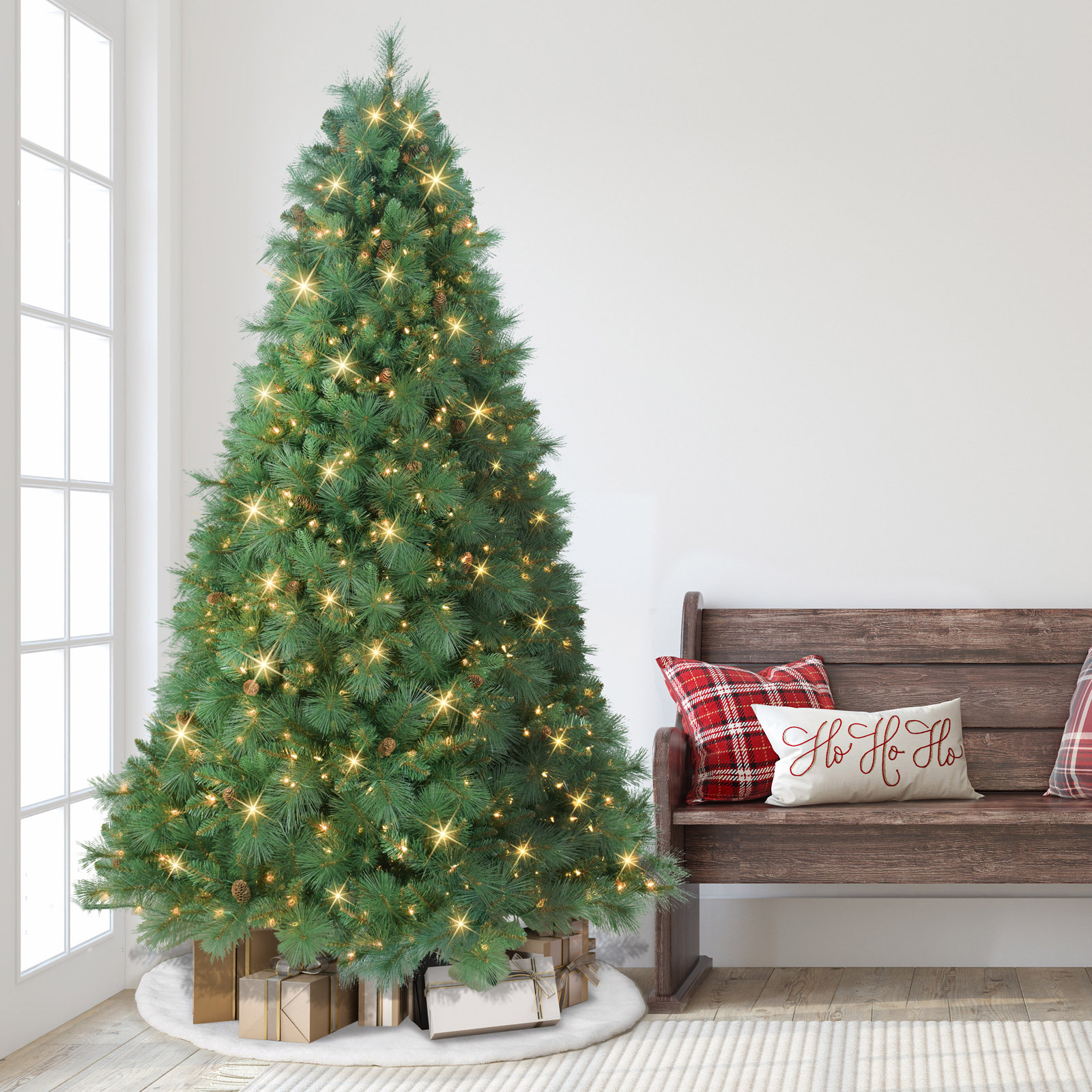 90' Lighted Artificial Pine Christmas Tree