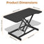 Convertisseur de bureau assis-debout, support pneumatique pour ordinateur portable avec clavier et écran unique, idéal pour les postes de travail informatiques avec ordinateur portable et écran unique. Dimensions pour utilisation au bureau.