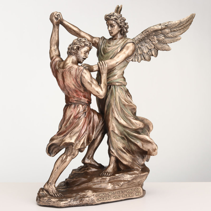 Figurine 9,45 pouces en bronze coulé à froid Jacob Wrestling with God