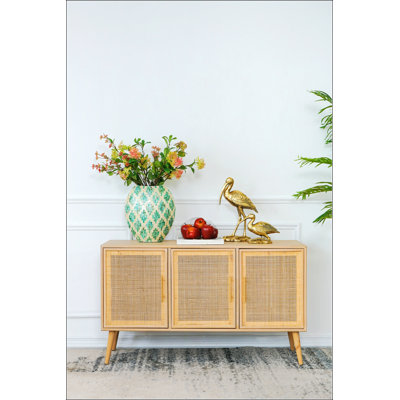Brown Wooden Accent TV Cabinet With Three Doors
