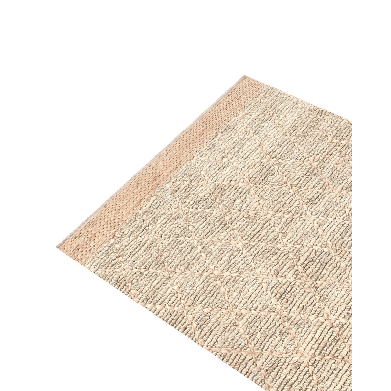 Tellikaya Geometric Jute / Sisal Hand Woven Area Rug, Rectangle 200 x 300 cm