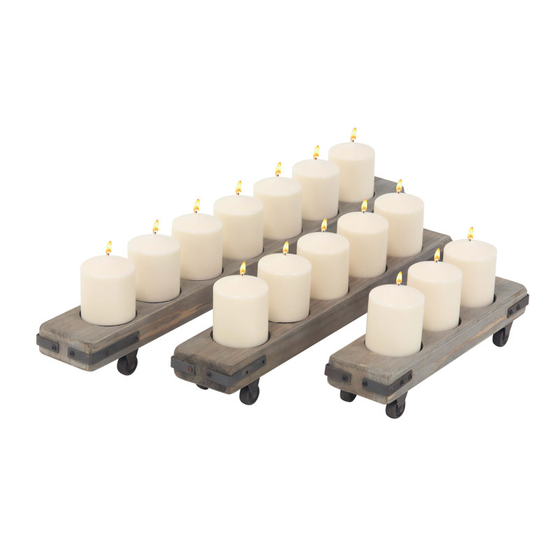 3'' H Iron Tabletop Candelabra, Gray
