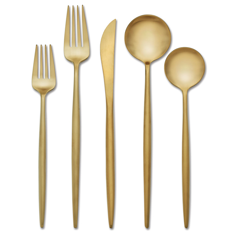 Gold Stainless Steel 20-Piece Flatware Set for Daily Use
