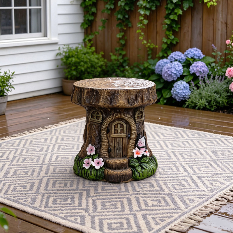 Tabouret de jardin fantaisiste 11,4 po, statue en oxyde de magnésium pour patio et cour