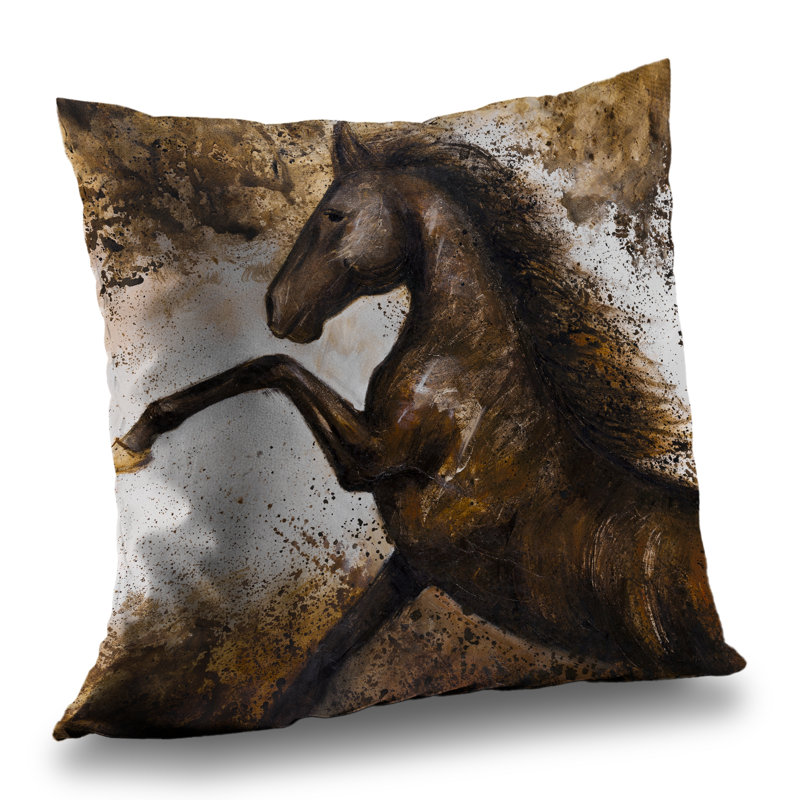 Horse rushing into the soil - Western Brown – Throw Pillow Cover Only, Double-Sided Print, Insert Not Included