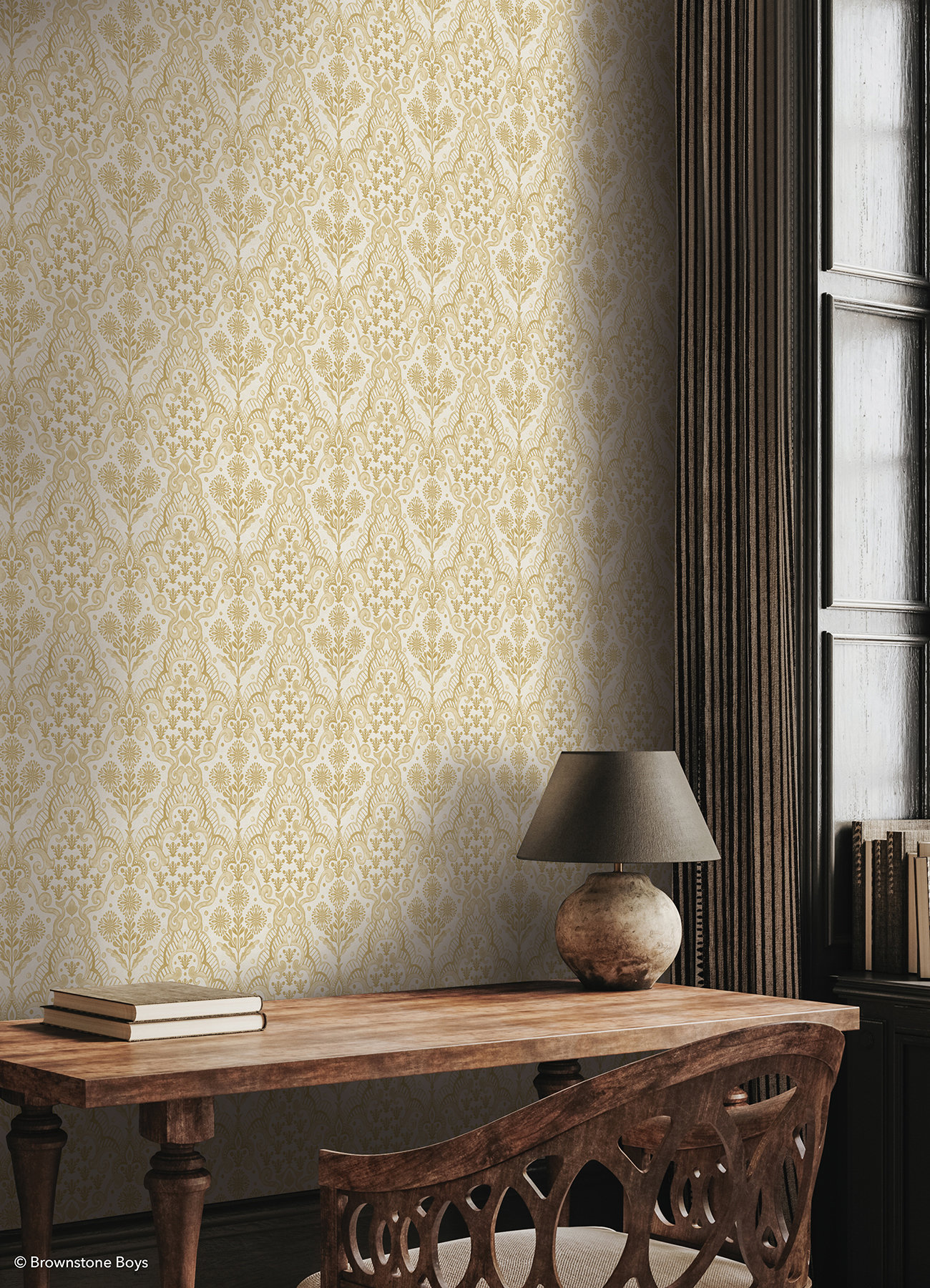 Red Barrel Studio Brownstone Blooms Ochre Peel and Stick Wallpaper ...