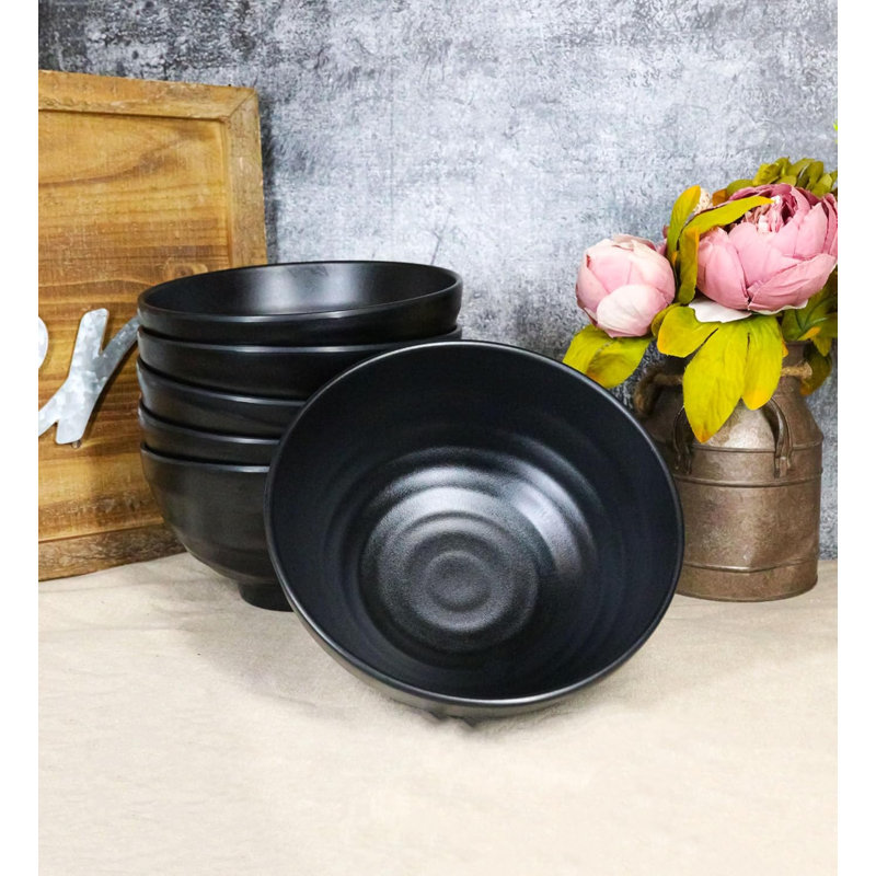 Paquet de 6 bols à soupe en mélamine à nervures profondes Modern Ramen 46Oz