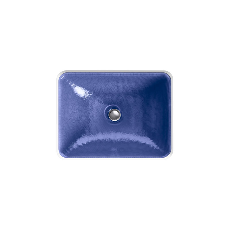 Yepsen Glass Undermount Bathroom Sink, Dark Blue