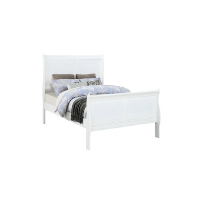 White Twin Size Bed Of Solid Wood For Bedroom, Bracket Feet, English , Transitional Quality Factor