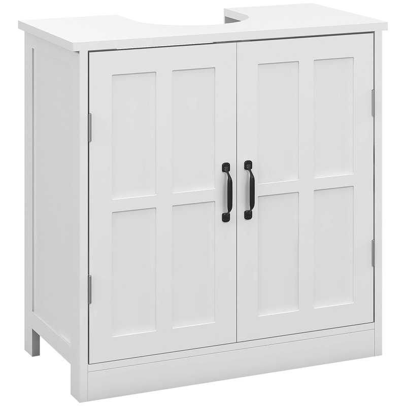 Meuble-lavabo de salle de bain, meuble-lavabo piédestal avec tablette réglable, blanc