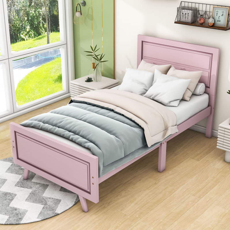 Lit plateforme simple Mervela, Rose