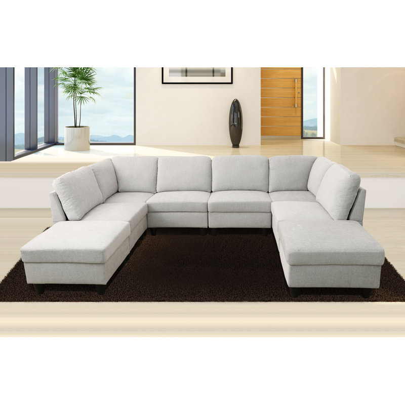 Airica Upholstered U-Shaped Sectional Symmetrical, White