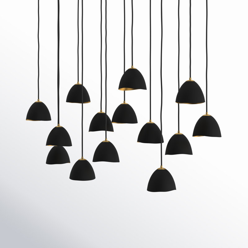 Cotter 14 - Light Dimmable Geometric Chandelier, Shell Black
