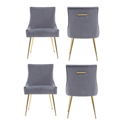 85cm H Tufted Velvet Upholstered Metal Upholstered Back Side Chair