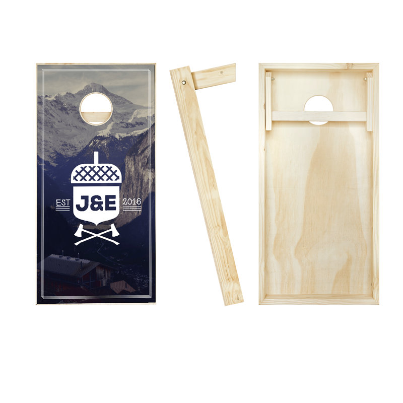 Ensemble de jeu de cornhole en bois massif 2 'x 4' avec sacs, Rouge / jaune