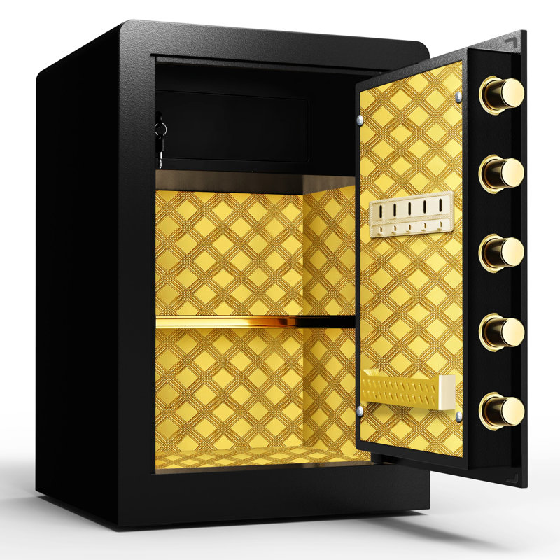 Large Electronic Digital Security Safe With Keypad Lock And Key, Safe Box With Private Inner Cabinet For Home,Office And Hotel(Black)