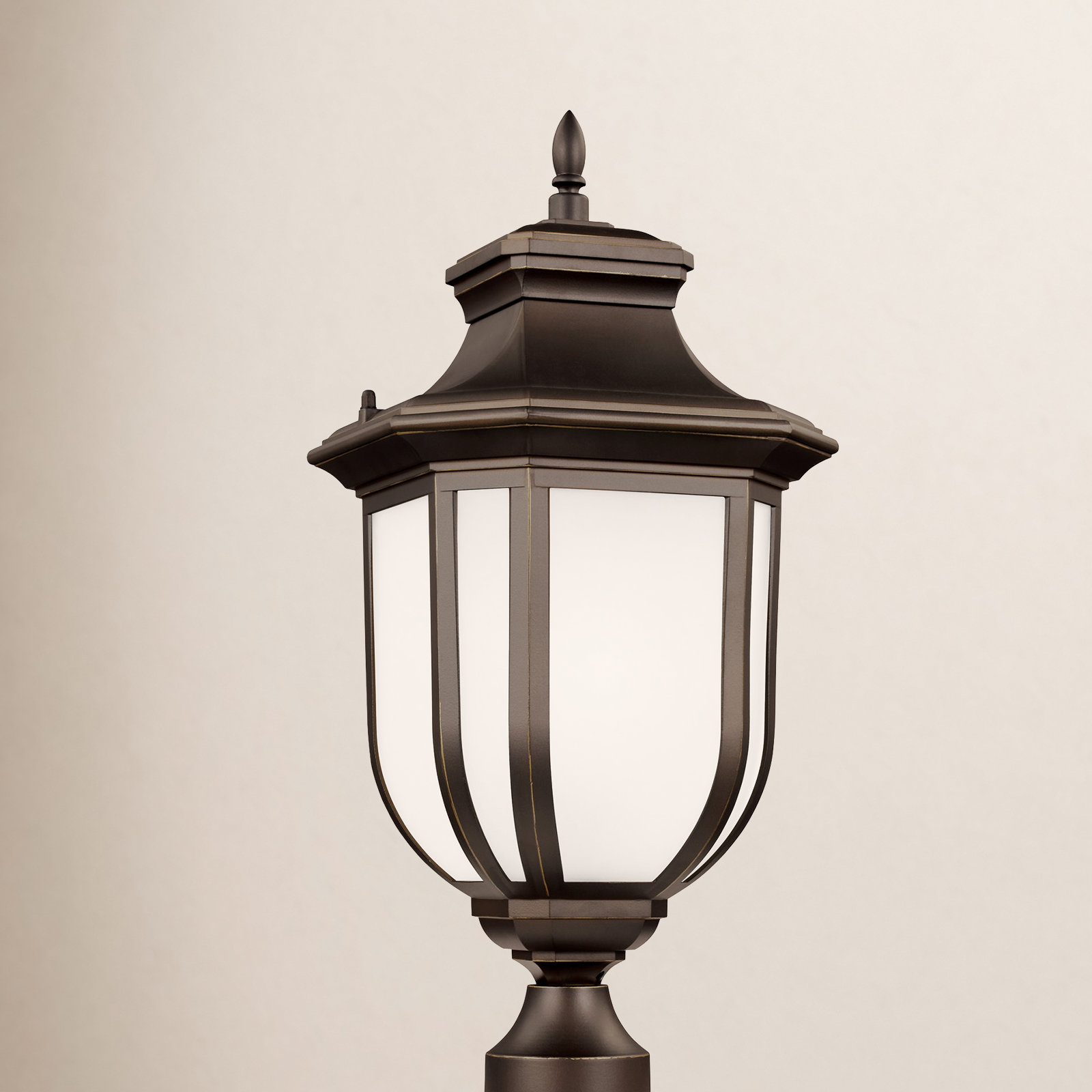 Frosted Glass Outdoor Lantern Head, Antique Bronze, No