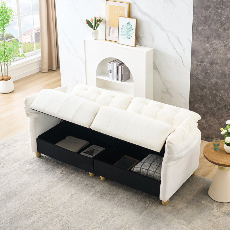 Canapé de salon au design rétro français - siège double, aspect crémeux, rembourrage en éponge haute, moelleux et doux, rebond rapide, assise spacieuse, tissu de nuage facile à assembler