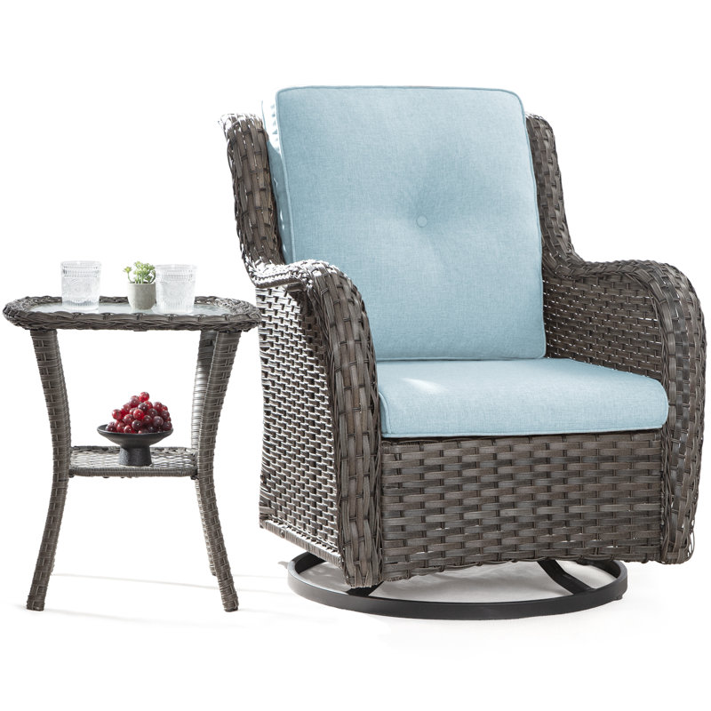 Ensemble bistro pour l'extérieur en forme de L 20 po avec coussins Anahit, Bleu
