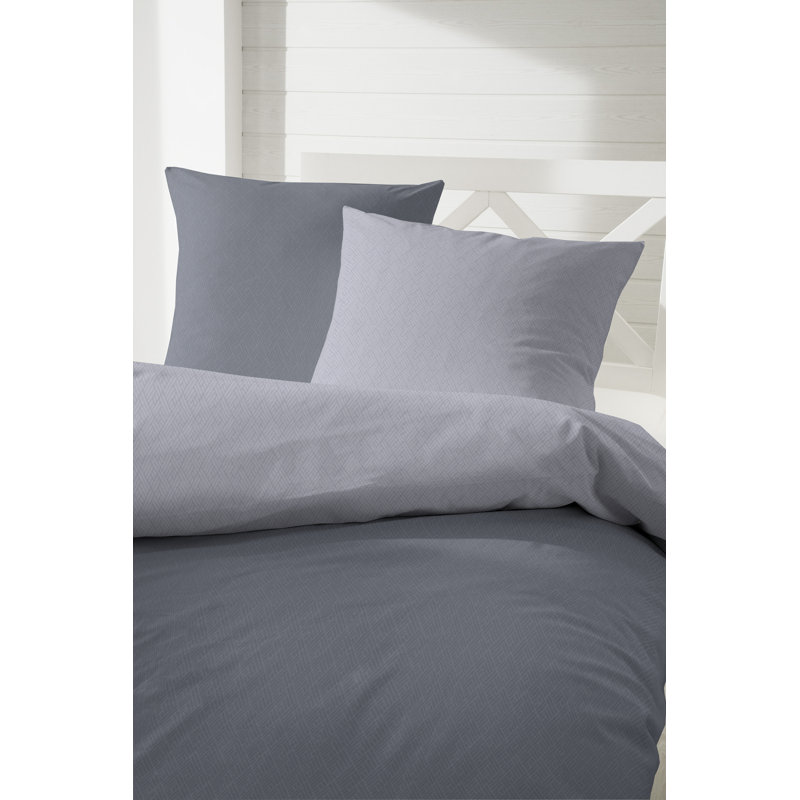 Cotton Solid Colour Duvet Cover Set with Pillow Shams Included, 200 x 200cm - 2 Pillowcases 80 x 80 cm, Dark Grey