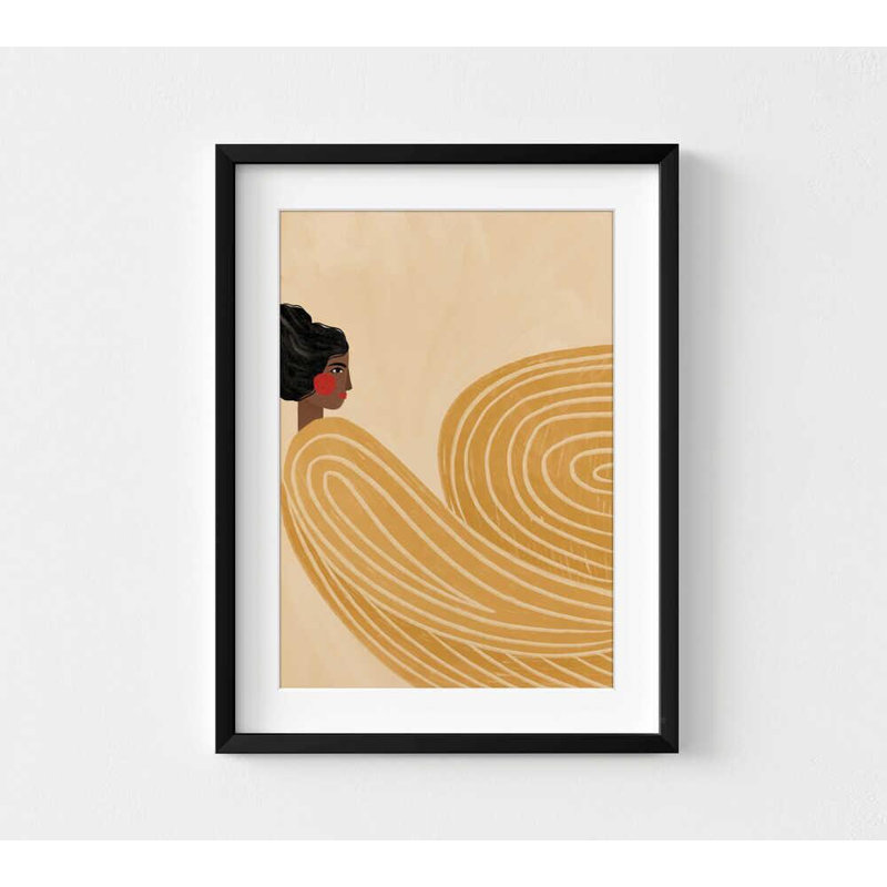 Impression d'art moderne femme figurative - ligne abstraite neutre, H 56 po x l 42 po, Impression encadrée avec passe-partout