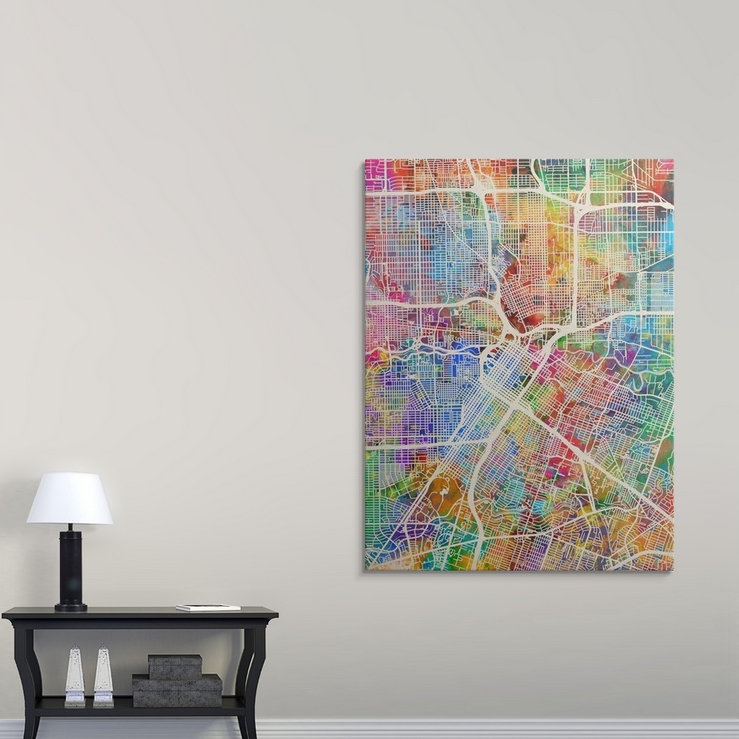 «Houston Texas City Street Map» par Francy, impression d'art graphique, H 36 po x l 27 po x 1,5 po, Toile
