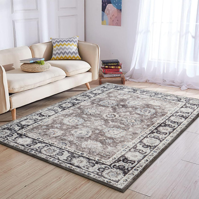 Soft Cashmere Feel Area Rug – Non Slip Low Pile Living Room & Bedroom Carpet, Machine Washable, Rectangle 160 x 230 cm