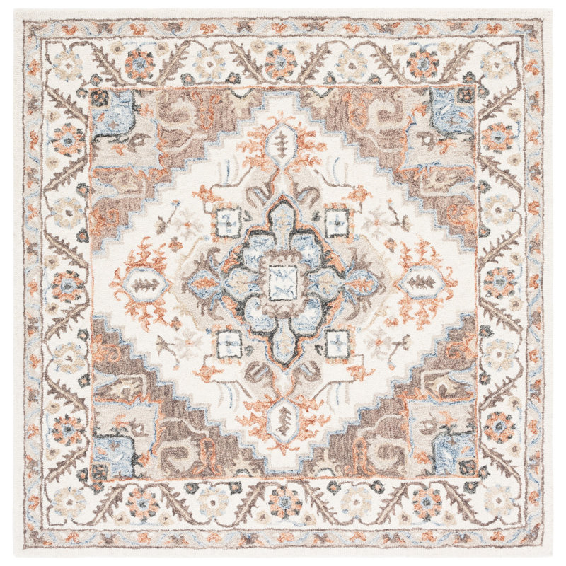 Tapis oriental en laine touffeté à la main Zimmer, Carré 5 pi