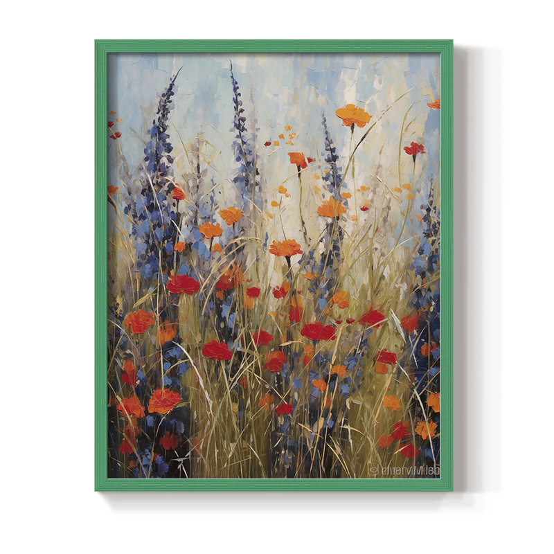 Reproduction encadrée FLORAL Series DCCDXVII - bois massif, H 15 po x l 12 po, Vert